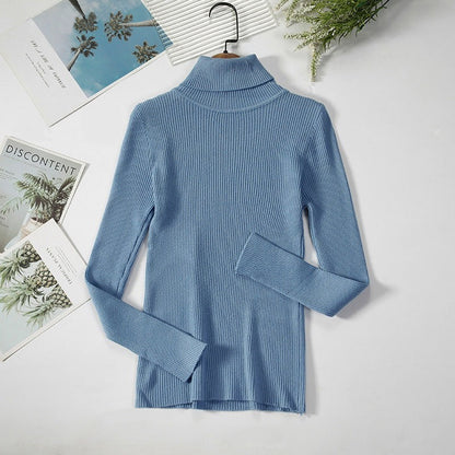 Slim-fit Solid Colored Knitted Turtleneck Pullover Sweaters 20