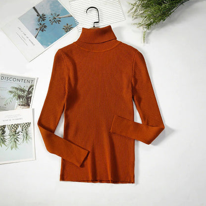 Slim-fit Solid Colored Knitted Turtleneck Pullover Sweaters 23