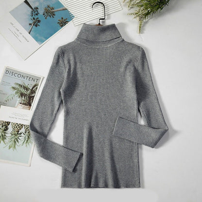 Slim-fit Solid Colored Knitted Turtleneck Pullover Sweaters 27