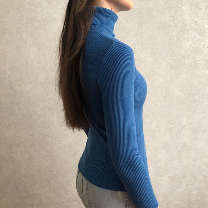 Slim-fit Solid Colored Knitted Turtleneck Pullover Sweaters 3