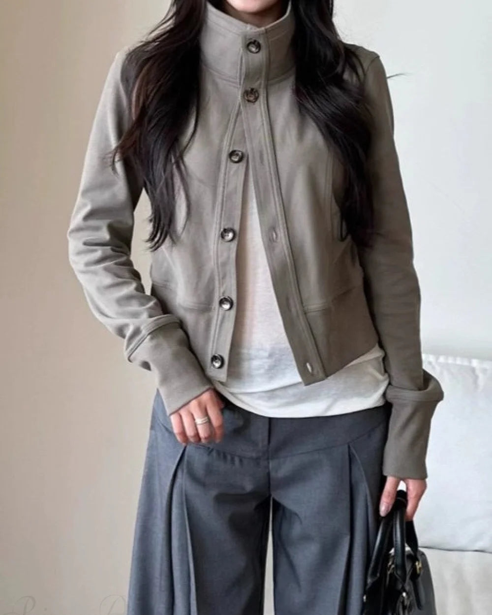 Sleek Women's Jacket | Regular Fit Turtleneck, Casual Style 4