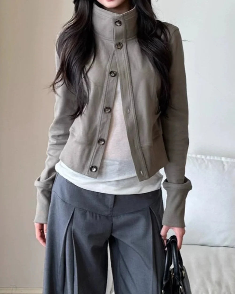 Sleek Women's Jacket | Regular Fit Turtleneck, Casual Style 5