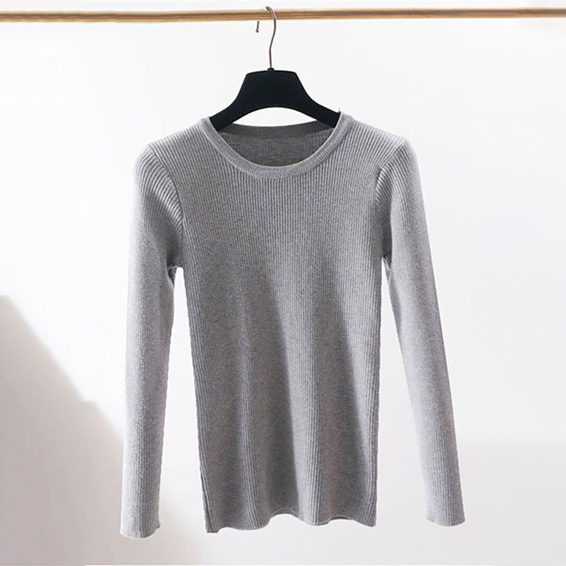 Slim Fit O-Neck Knitted Long Sleeve Pullover Sweaters 11