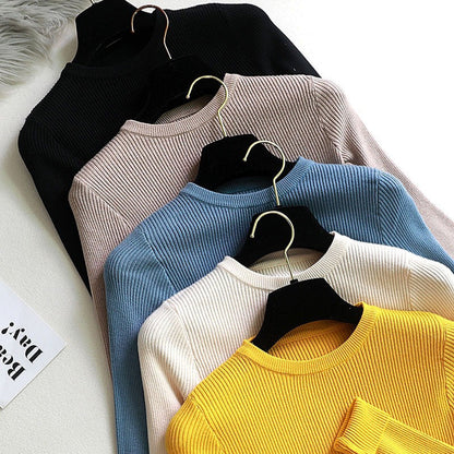 Slim Fit O-Neck Knitted Long Sleeve Pullover Sweaters 6