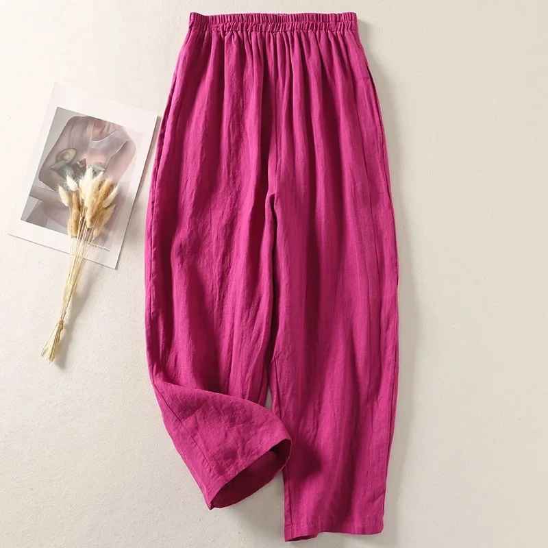 Women's Soft Linen Wide-Leg Pants – colour range | Hensley London