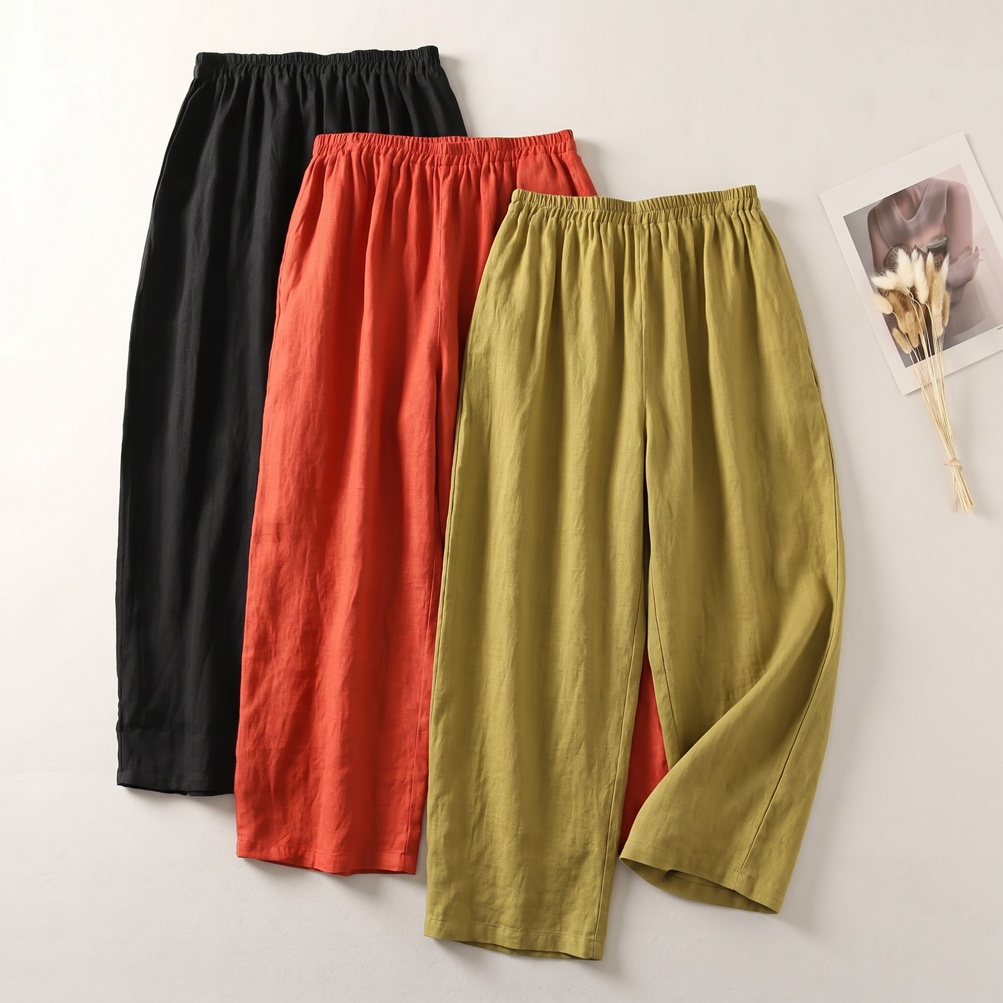 Women's Soft Linen Wide-Leg Pants – styled view | Hensley London