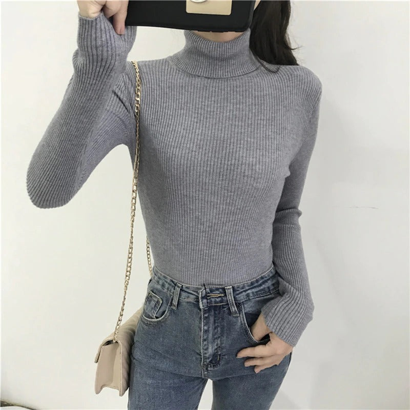 Soft and Warm Turtle Neck Long Sleeve Slim Sweaters 14