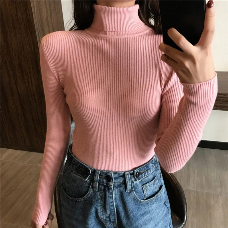 Soft and Warm Turtle Neck Long Sleeve Slim Sweaters 9