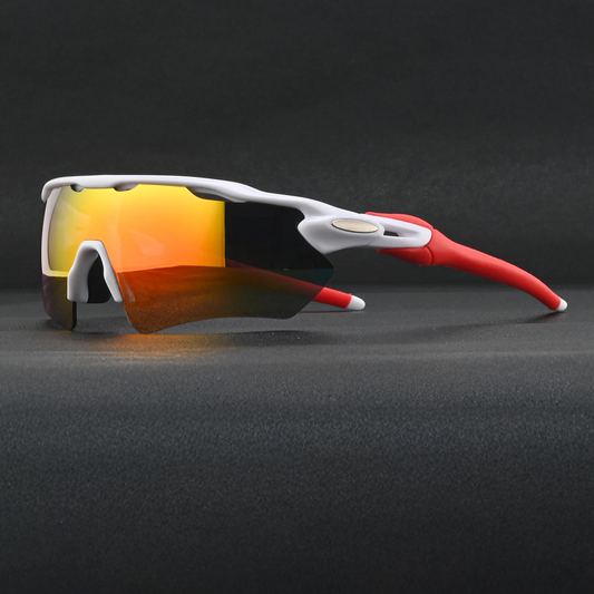 Men's Polarized Cycling Sunglasses in Sunset White – front view | Hensley London
