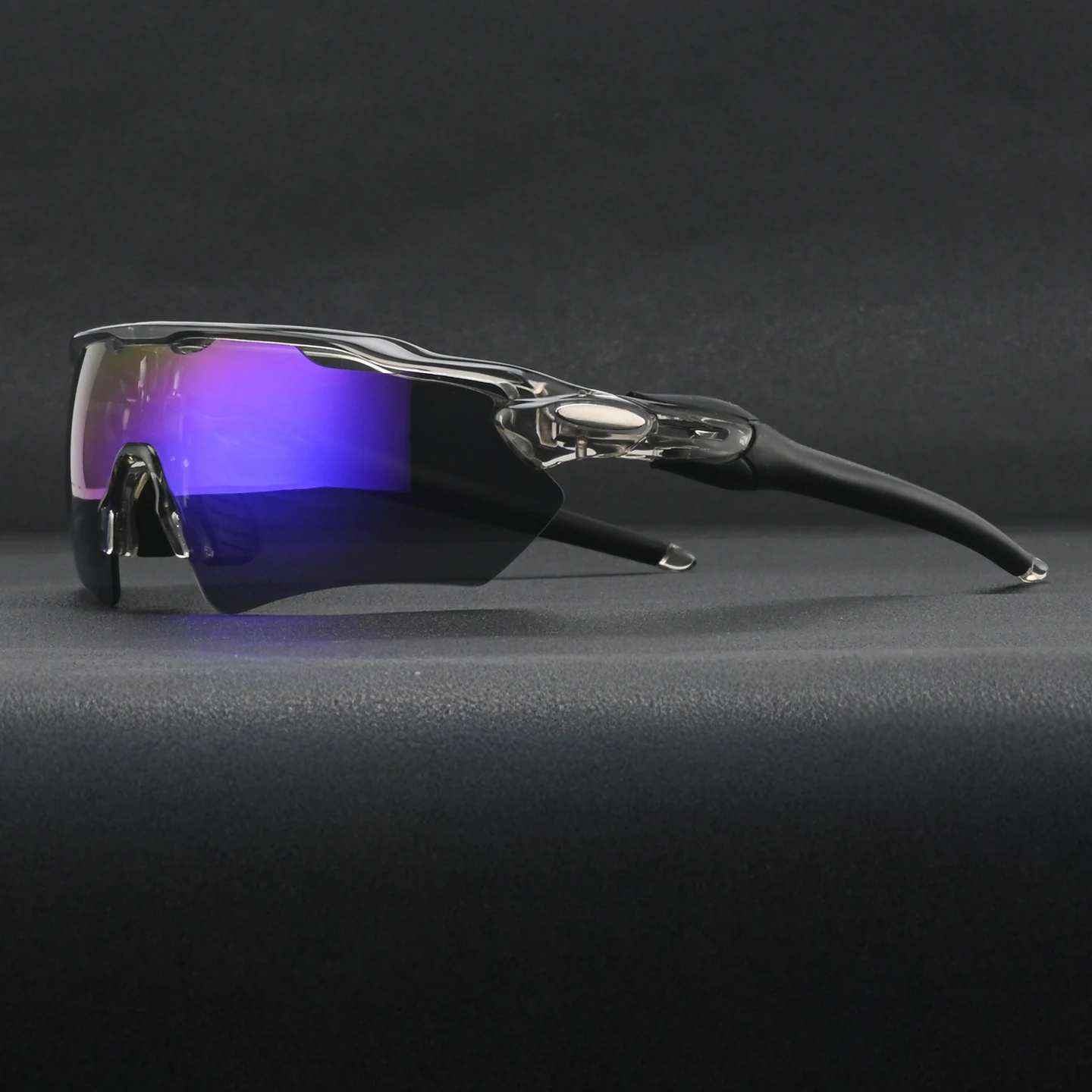 Men's Polarized Cycling Sunglasses in Translucent Purple – front view | Hensley London