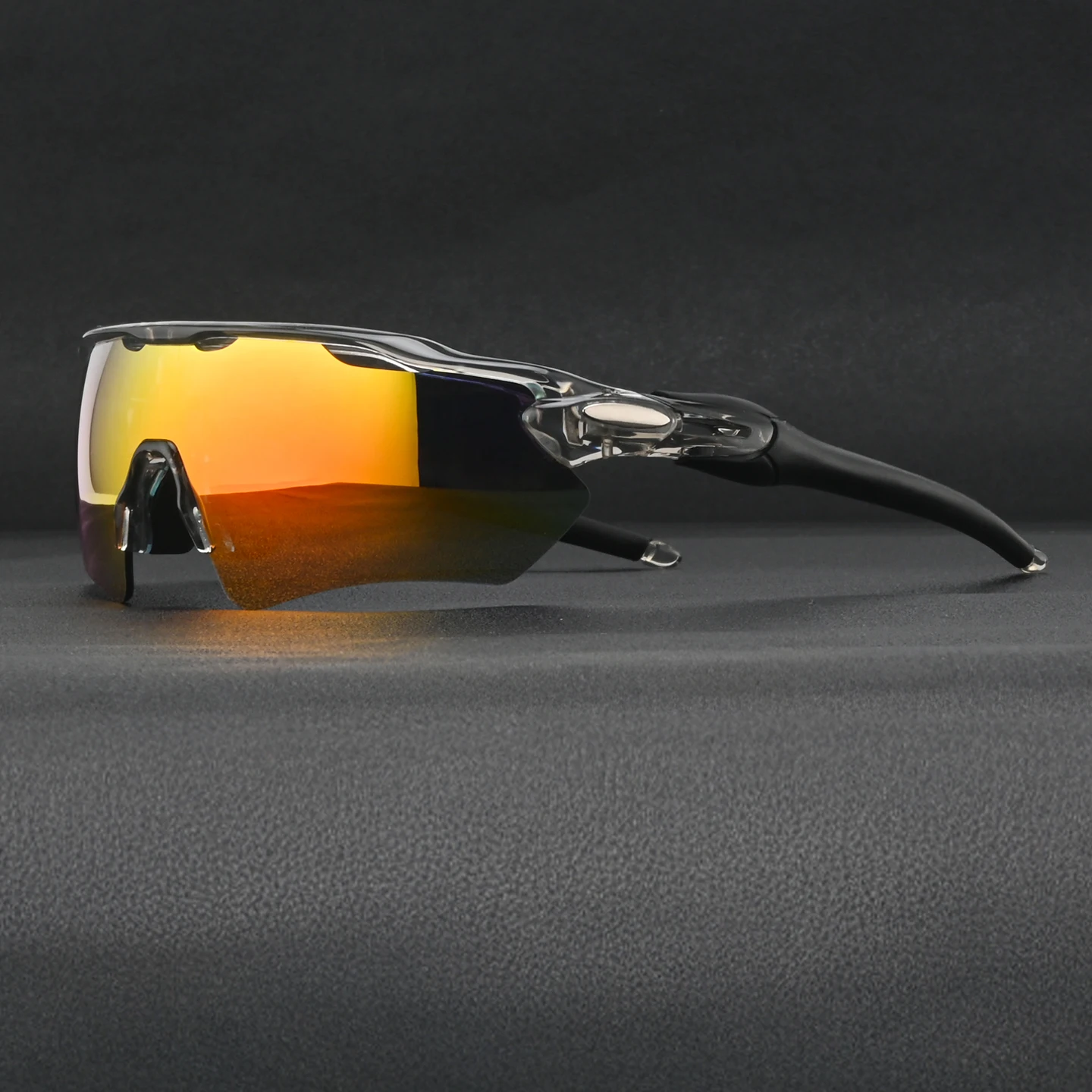 Men's Polarized Cycling Sunglasses in Translucent Sunset – front view | Hensley London