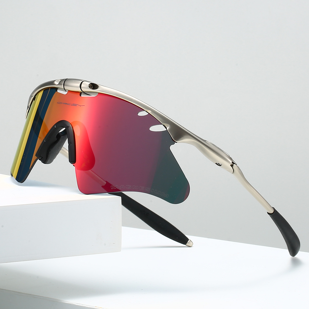 Women's Polarized Rimless Sunglasses in Sunset – front view | Hensley London