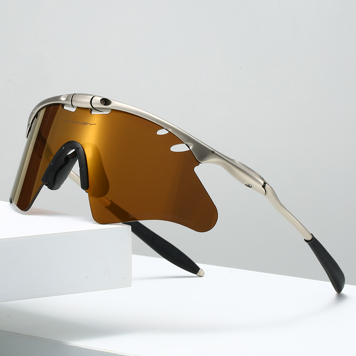 Women's Polarized Rimless Sunglasses in Sunrise – front view | Hensley London