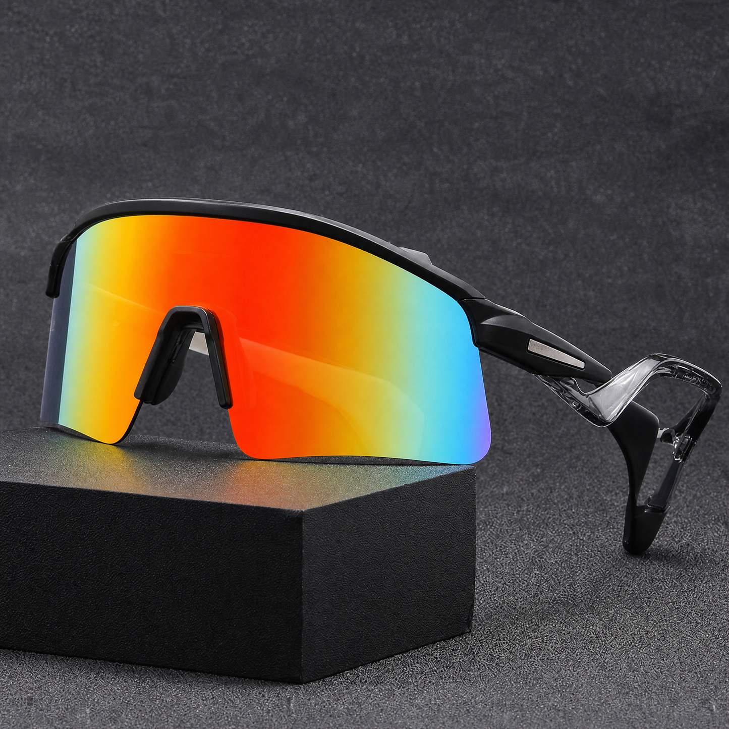 Women's Polarized Sport Sunglasses in Sunset Black – product view | Hensley London