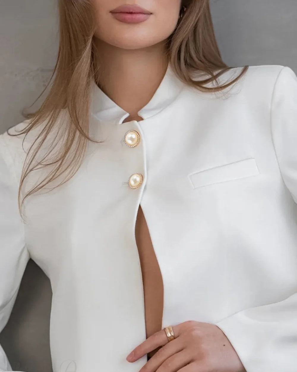 Sleek Women's Jacket | Polyester Spandex, Slim Fit Stand Collar 1