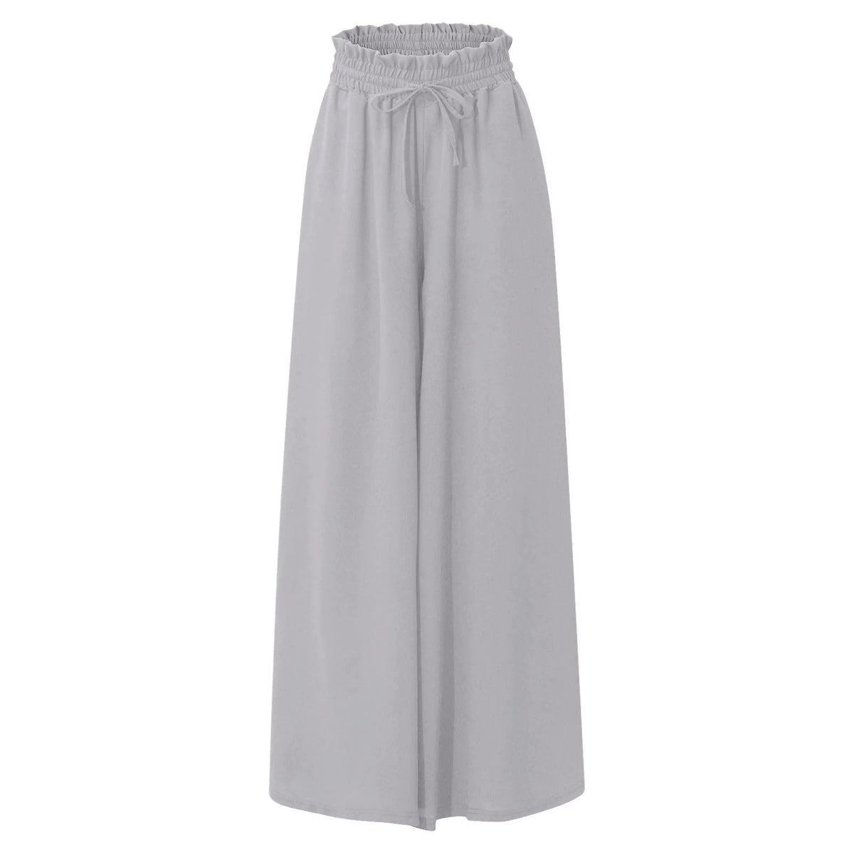 Women's High-Waist Wide-Leg Drawstring Trousers in Gray – Product view | Hensley London