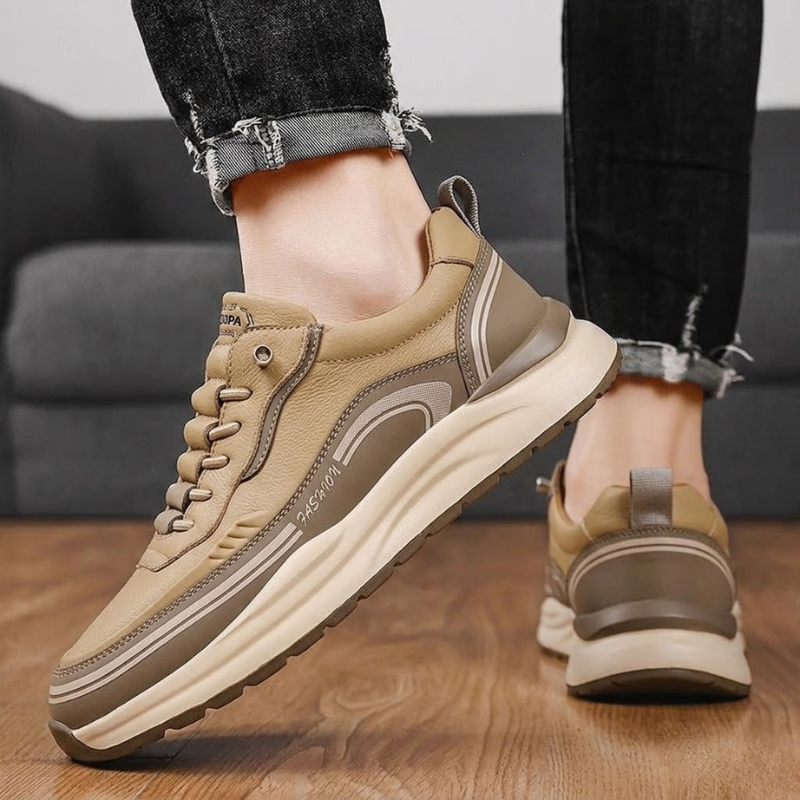 Men's Premium Leather Low-Top Sneakers – detail view | Hensley London
