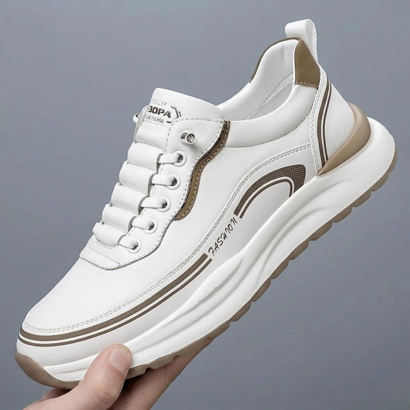 Men's Premium Leather Low-Top Sneakers – detail view | Hensley London