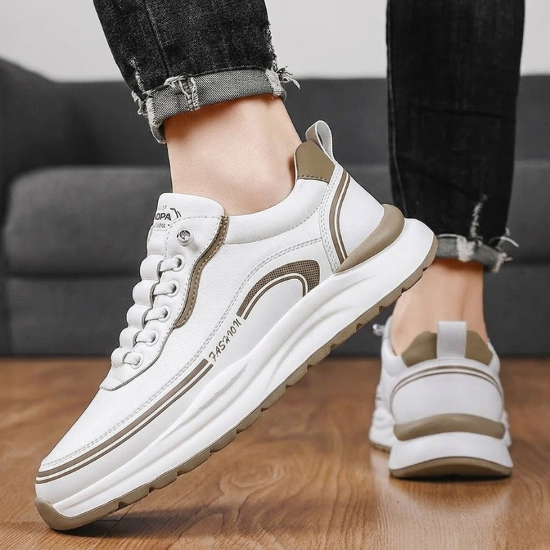 Men's Premium Leather Low-Top Sneakers – detail view | Hensley London