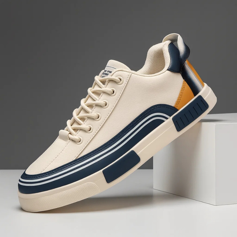 Men's Italian Leather Sneakers – angle view | Hensley London