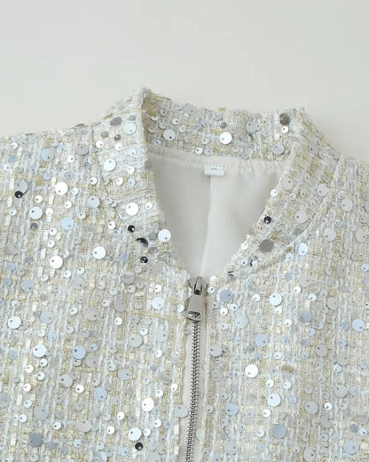 Sierra Women's Sequin Jacket | Loose Fit, Stand Collar 3