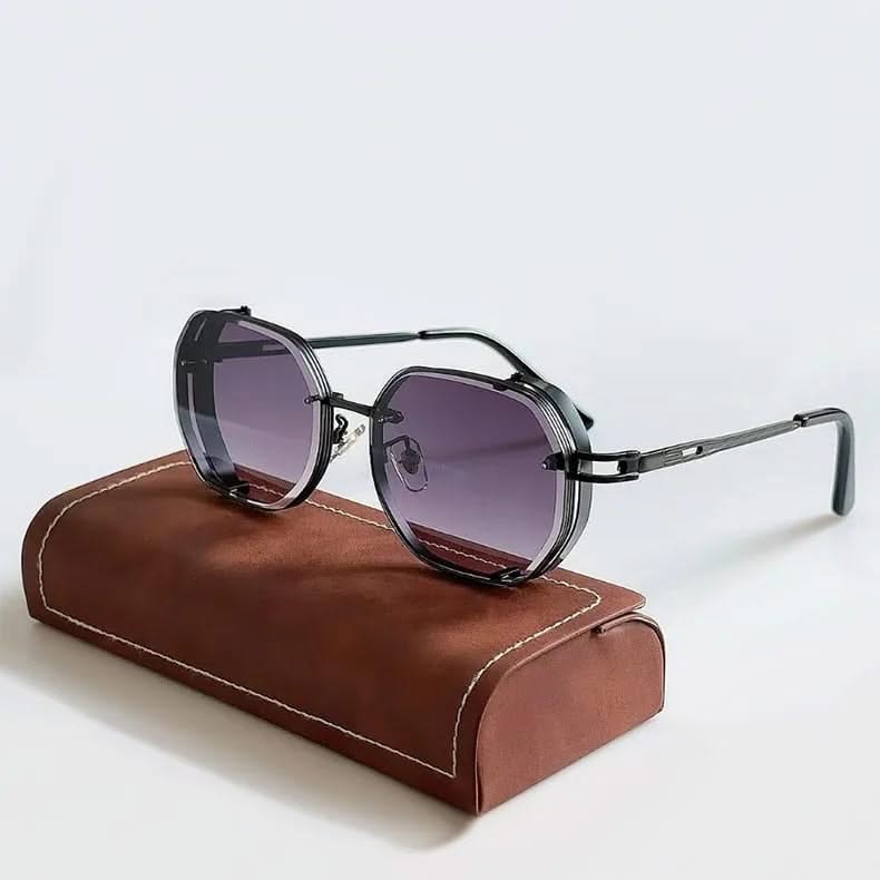 Men's Polarized Vintage Steampunk Sunglasses – side view | Hensley London