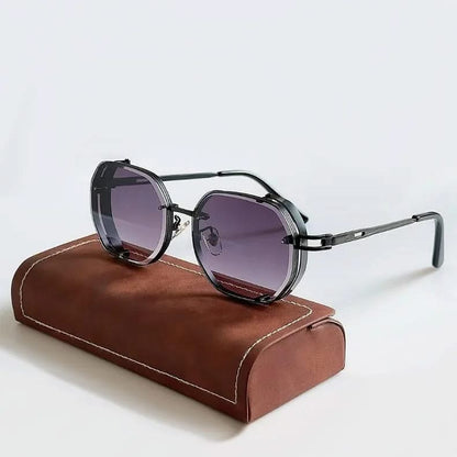 Men's Polarized Vintage Steampunk Sunglasses – side view | Hensley London