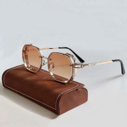 Men's Polarized Vintage Steampunk Sunglasses in Black | Hensley London