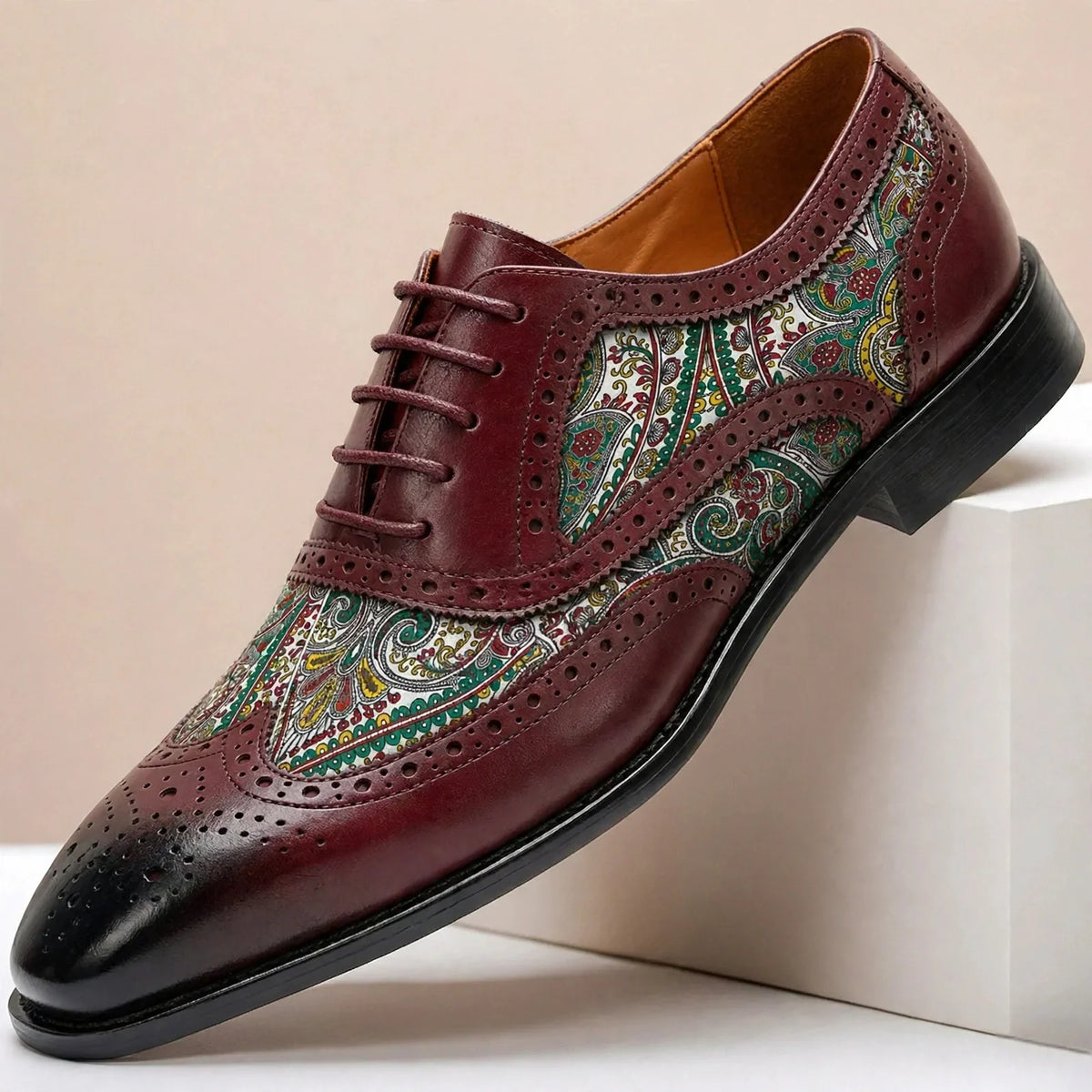 Men's Patterned Wingtip Oxford Shoes – product view 2