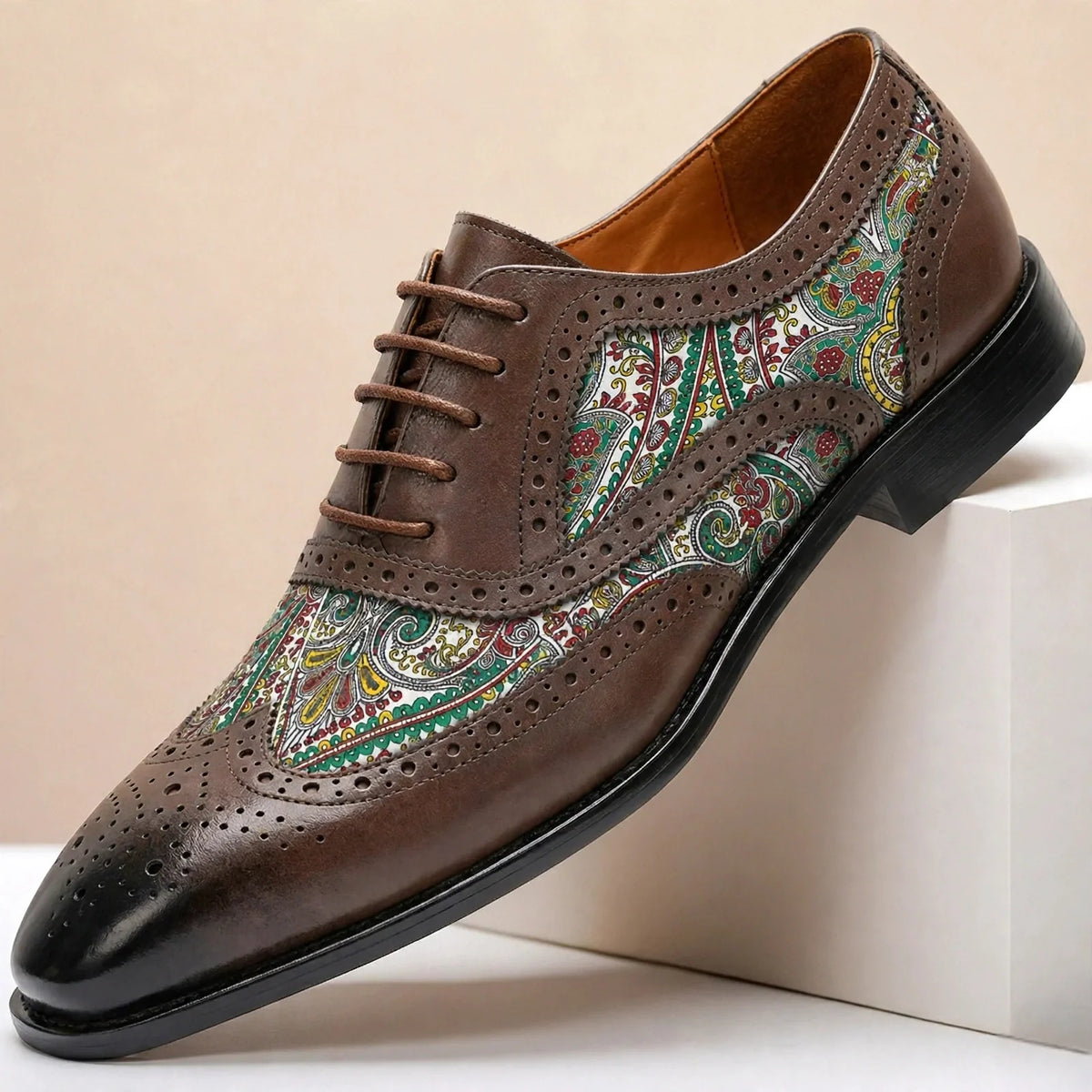 Men's Patterned Wingtip Oxford Shoes – product view 4