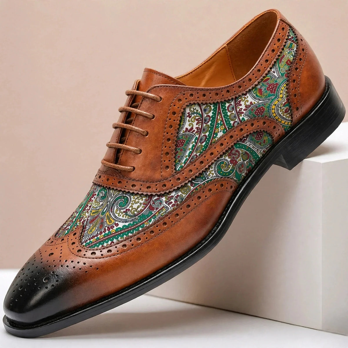 Men's Patterned Wingtip Oxford Shoes – product view 5