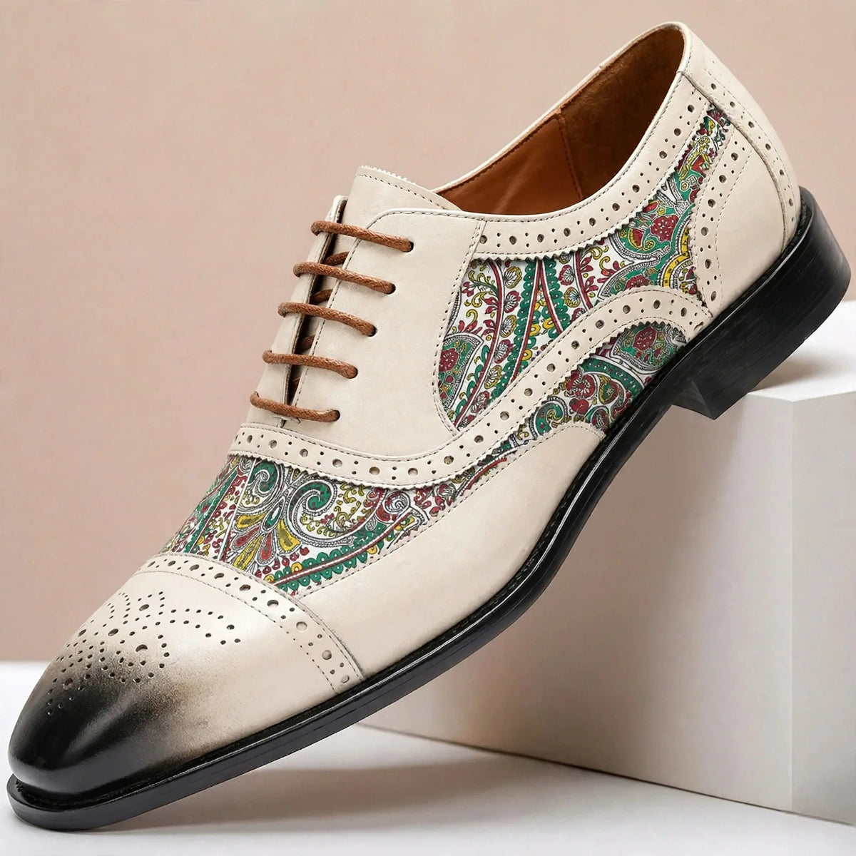 Men's Patterned Wingtip Oxford Shoes – product view 6