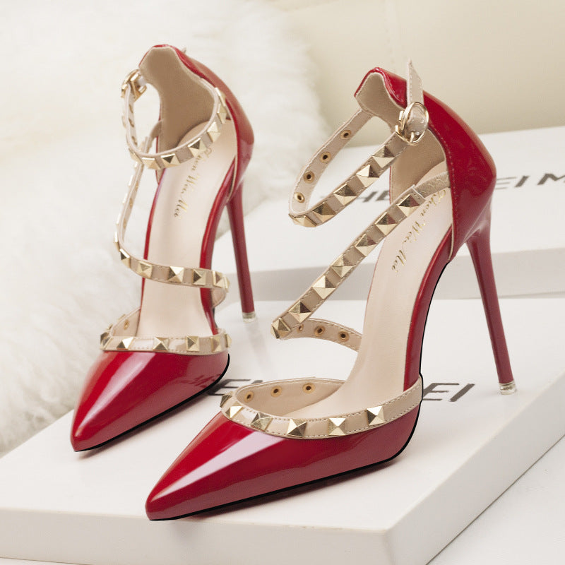 Women's Studded Pointed-Toe Stiletto Heels – product view | Hensley London