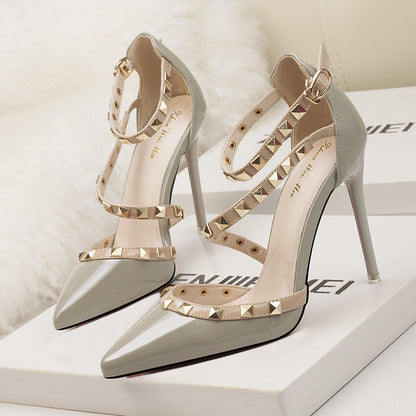 Women's Studded Pointed-Toe Stiletto Heels – product view | Hensley London