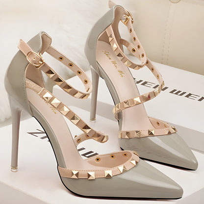 Women's Studded Pointed-Toe Stiletto Heels – product view | Hensley London