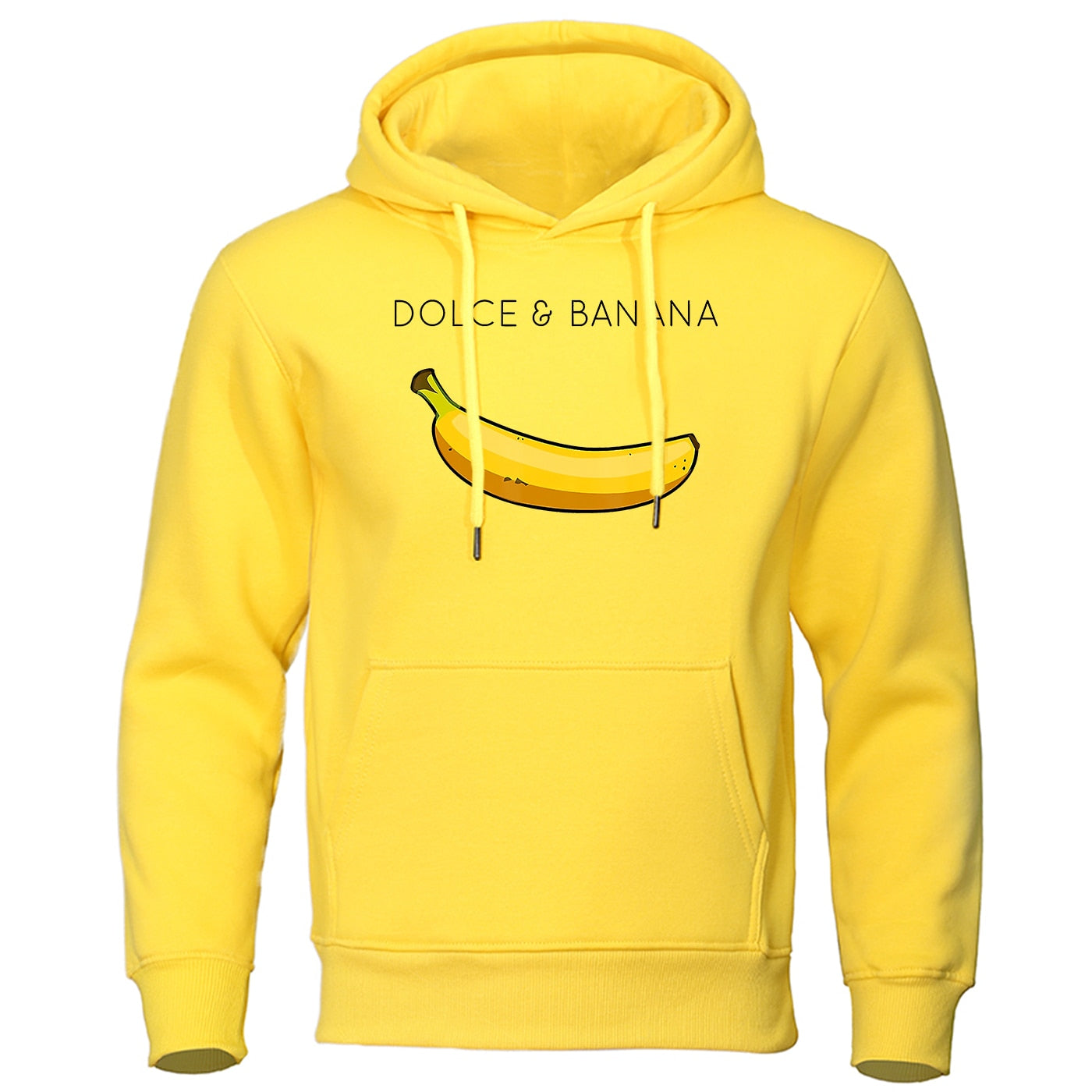 Men's Hoodie Yellow Cotton Banana Print - 10