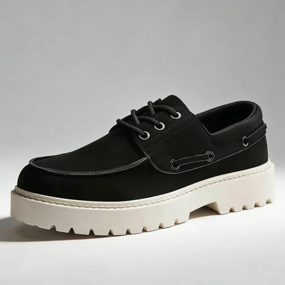 Men's Platform Lace-Up Shoes in Black – product view | Hensley London