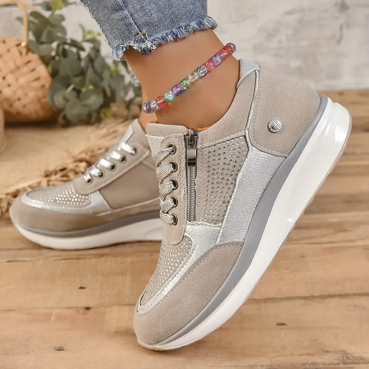 Stylish Orthopaedic Sneakers for Women – Comfortable Casual Footwear in Gray, Beige, and Black 0