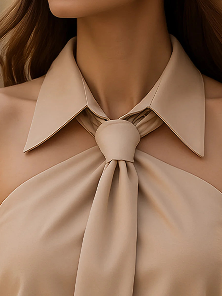 Women's Sleeveless Halter Tie-Neck Blouse – Product view | Hensley London