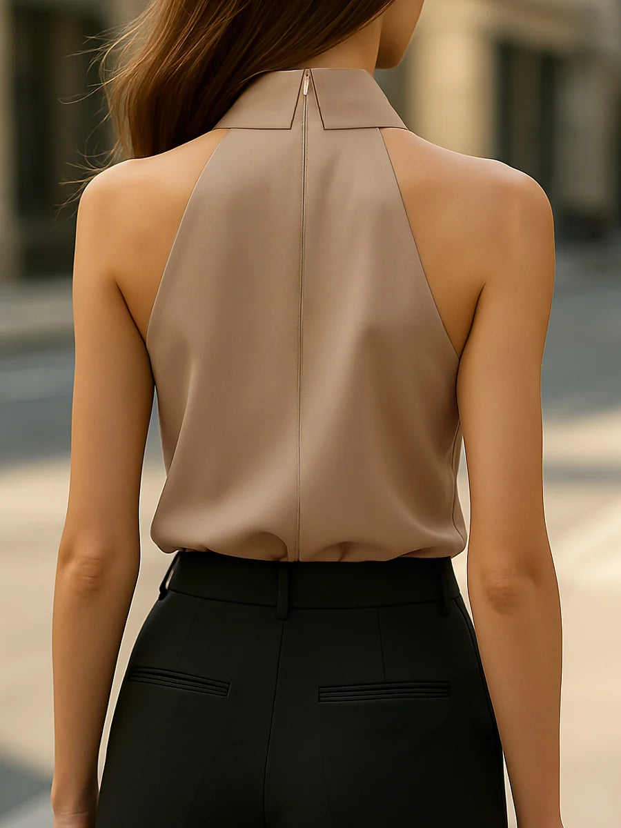 Women's Sleeveless Halter Tie-Neck Blouse – Product view | Hensley London