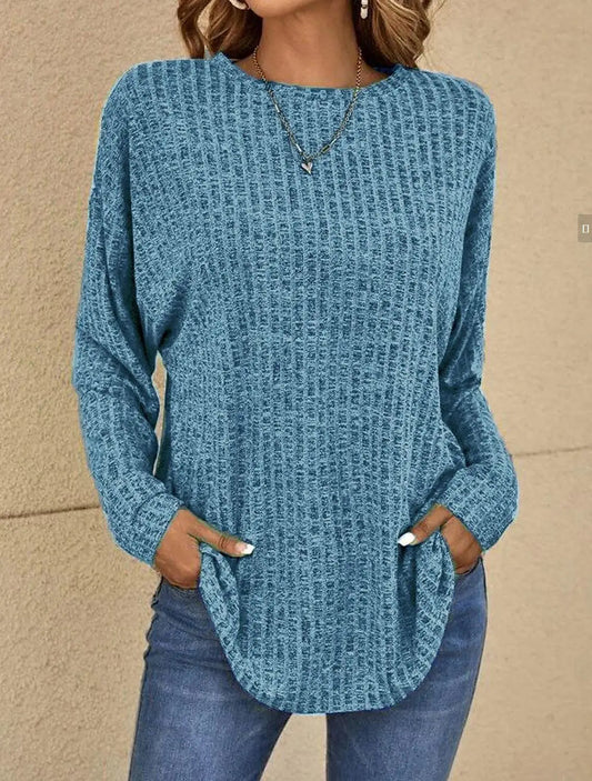 Women's Going Out Top - Pink Stretchy Knitted Blouse for Casual Outings 2