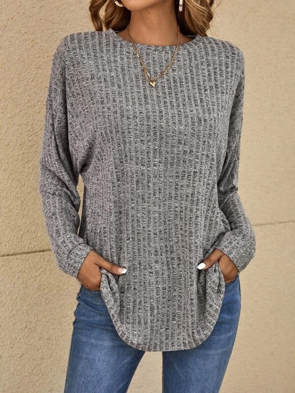 Women's Going Out Top - Pink Stretchy Knitted Blouse for Casual Outings 3