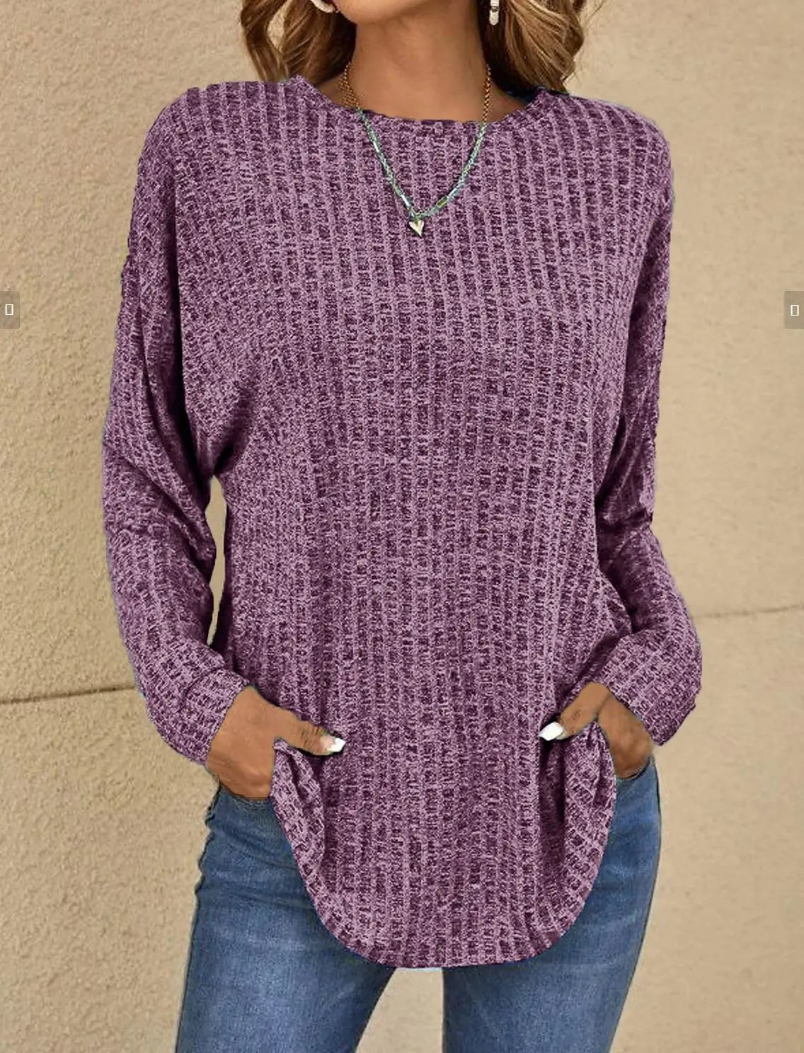 Women's Going Out Top - Pink Stretchy Knitted Blouse for Casual Outings 4