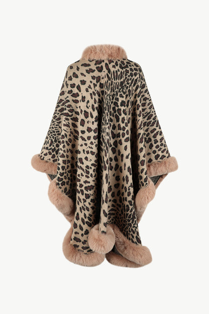 Chic Leopard Print Open Poncho for Women 5