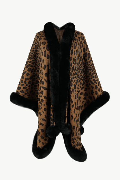 Chic Leopard Print Open Poncho for Women 8