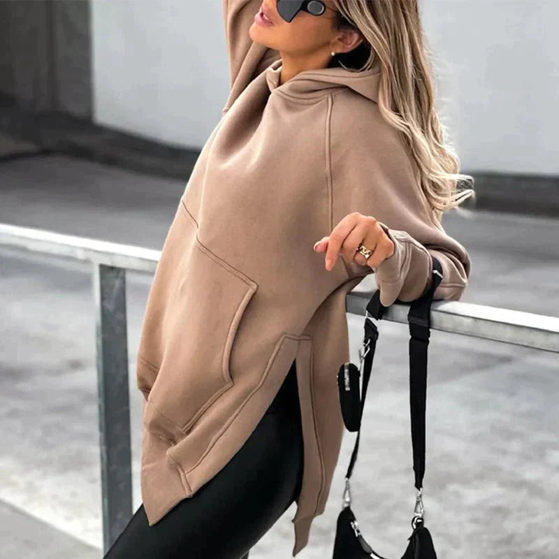 Women's Pullover Hoodie Black Cotton Stylish - 3