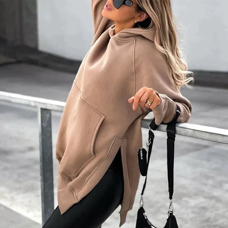 Women's Pullover Hoodie Black Cotton - 3