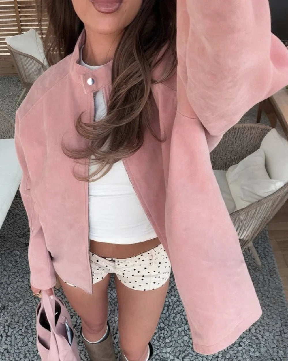 Sleek Women's Casual Jacket | Soft Suede, Loose Fit 1