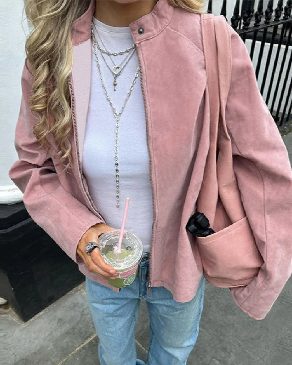 Sleek Women's Casual Jacket | Soft Suede, Loose Fit 3