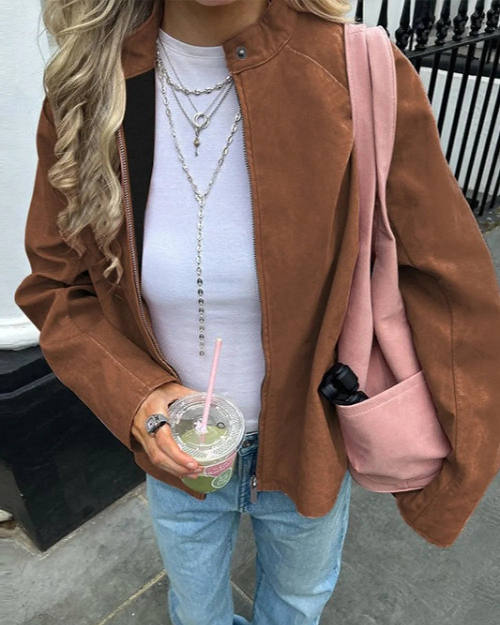 Sleek Women's Casual Jacket | Soft Suede, Loose Fit 7